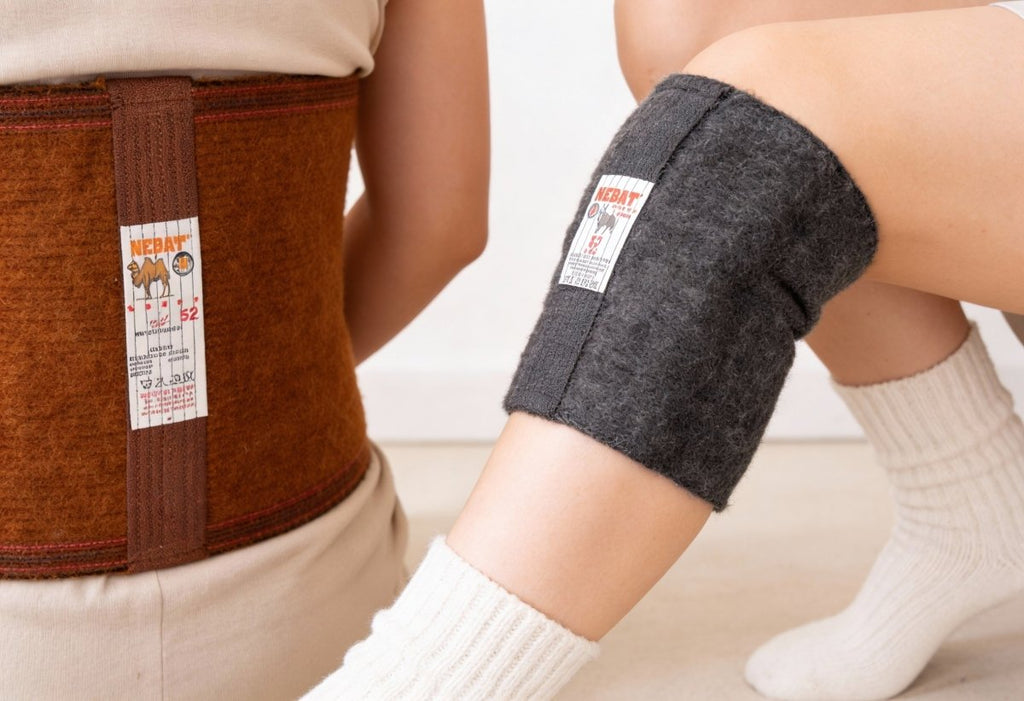 Camel Wool Belt + Dog Wool Knee Support + Wool Socks Set