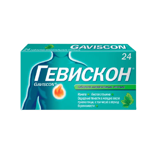 Gaviscon chewable mint tablets 24 pcs - USA Apteka