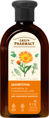 Green Pharmacy Шампунь Календула та розмаринова олія для жирного волосся 350 мл