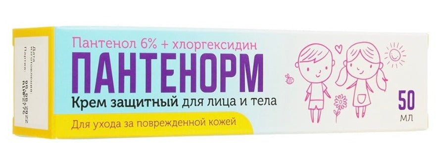 Pantenorm protective cream with chlorhexidine for damaged skin - panthenol 6% 50 ml - Пантенорм крем защитный с хлоргексидином для поврежденной кожи - пантенол 6% 50 мл - USA Apteka