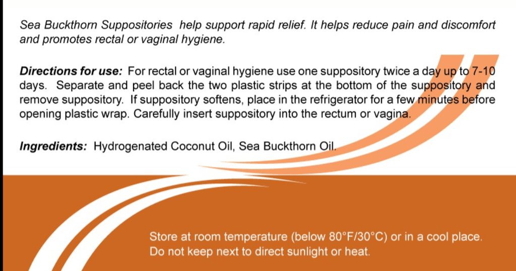 Sea buckthorn oil suppositories (rectal or vaginal) 10 pcs - Photo #2