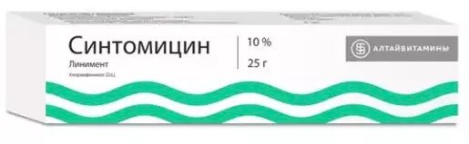 Synthomycin liniment for external use 10% 25 gr - Синтомицин линимент для наружного применения 10 % 25 гр - USA Apteka