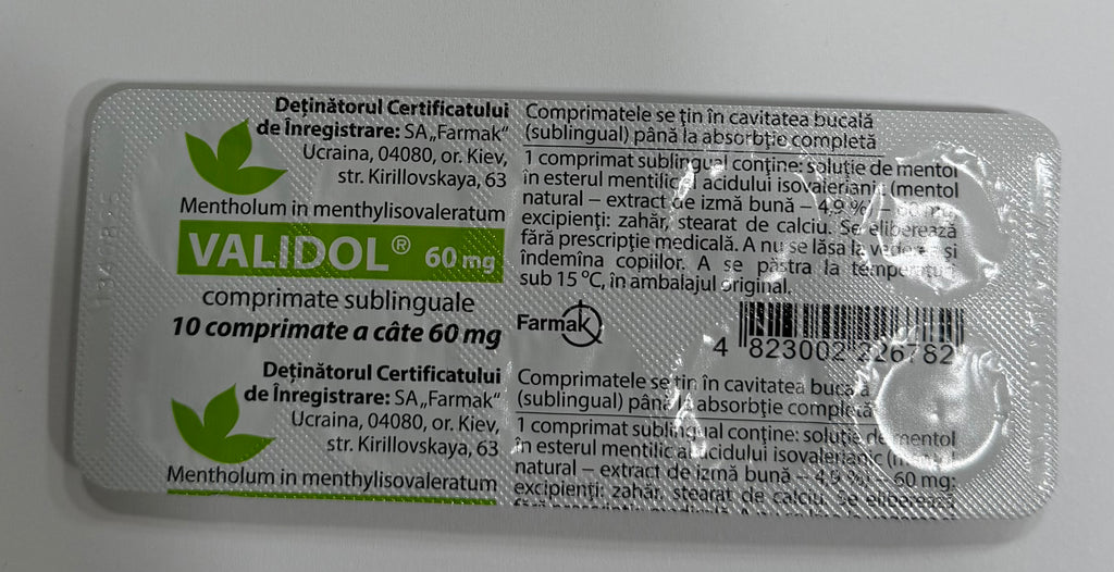 Validol with glucose 10 tabs